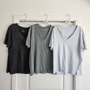 Lot Of 3 AERIE Extreme V Neck Cotton Oversized T-Shirts Sz S (M or L)